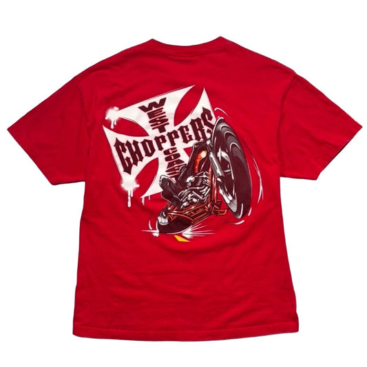 90s "WEST COAST CHOPPERS" S/S TEE RED / XL