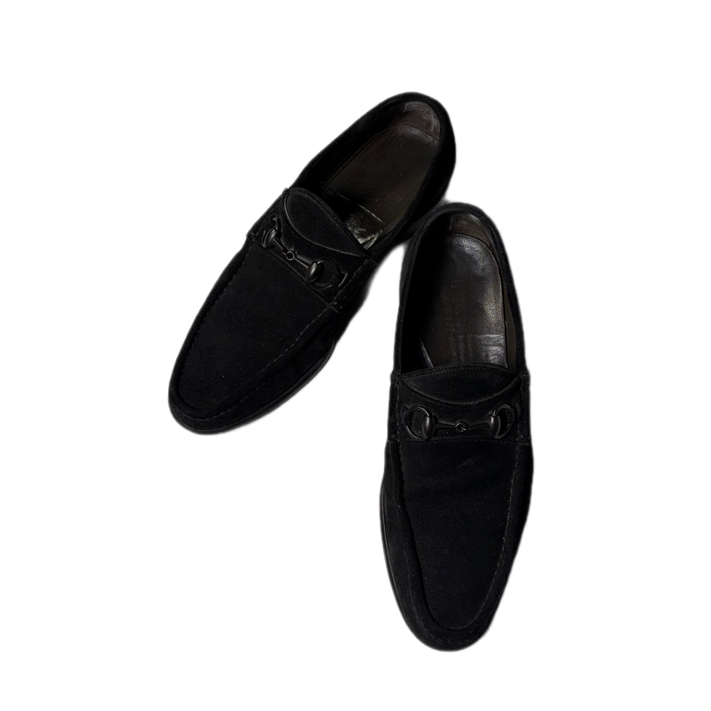 USED "GUCCI" SUEDE HORSE BIT LOFER / BLACK/ 42E