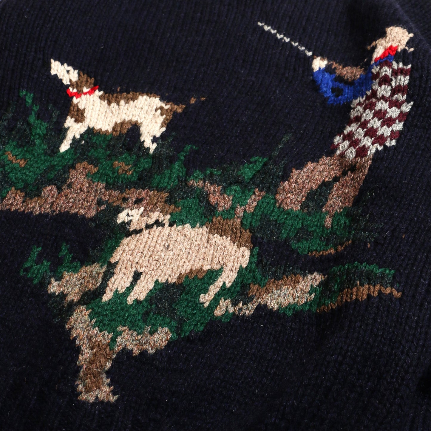USED Ralph Lauren Hand Hunter Birds Dogs Spaniels Blue Label sweter / NAVY 表記M