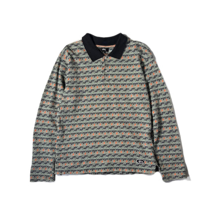 "STUSSY 22SS DIAMOED PATTERN POLO SHIRTS / SAX /  表記L