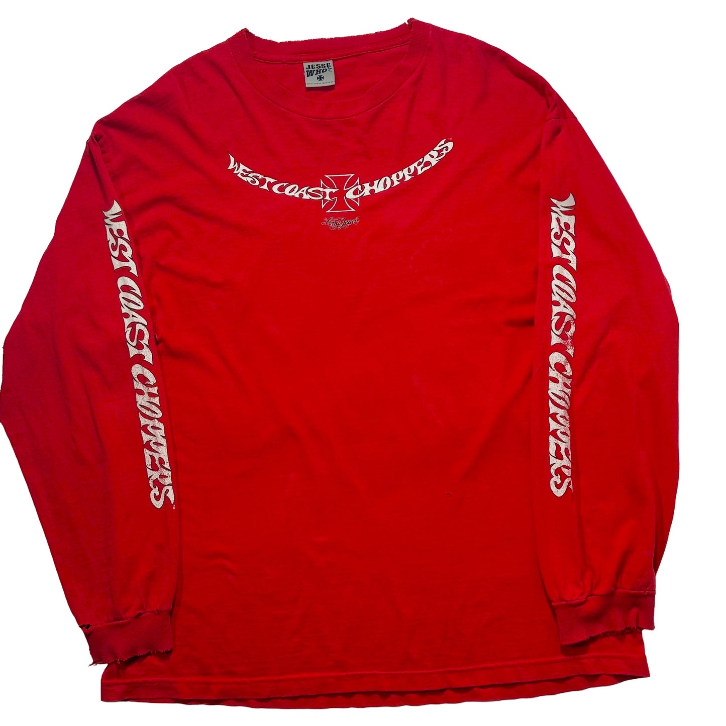 90s "WEST COAST CHOPPERS" L/S TEE RED / XL