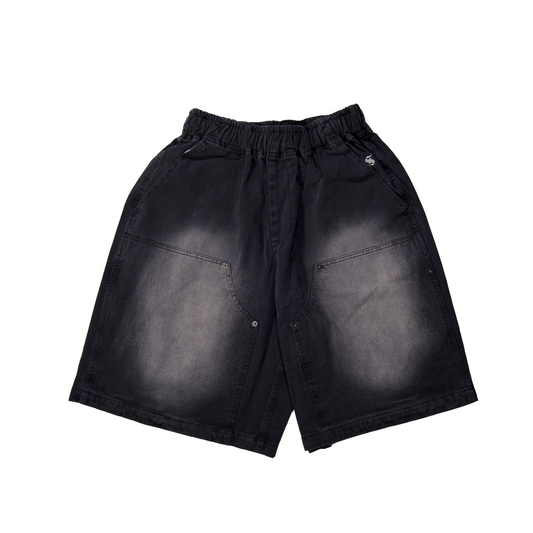 TWILL BLAST DOUBLE KNEE SHORTS /  BLACK