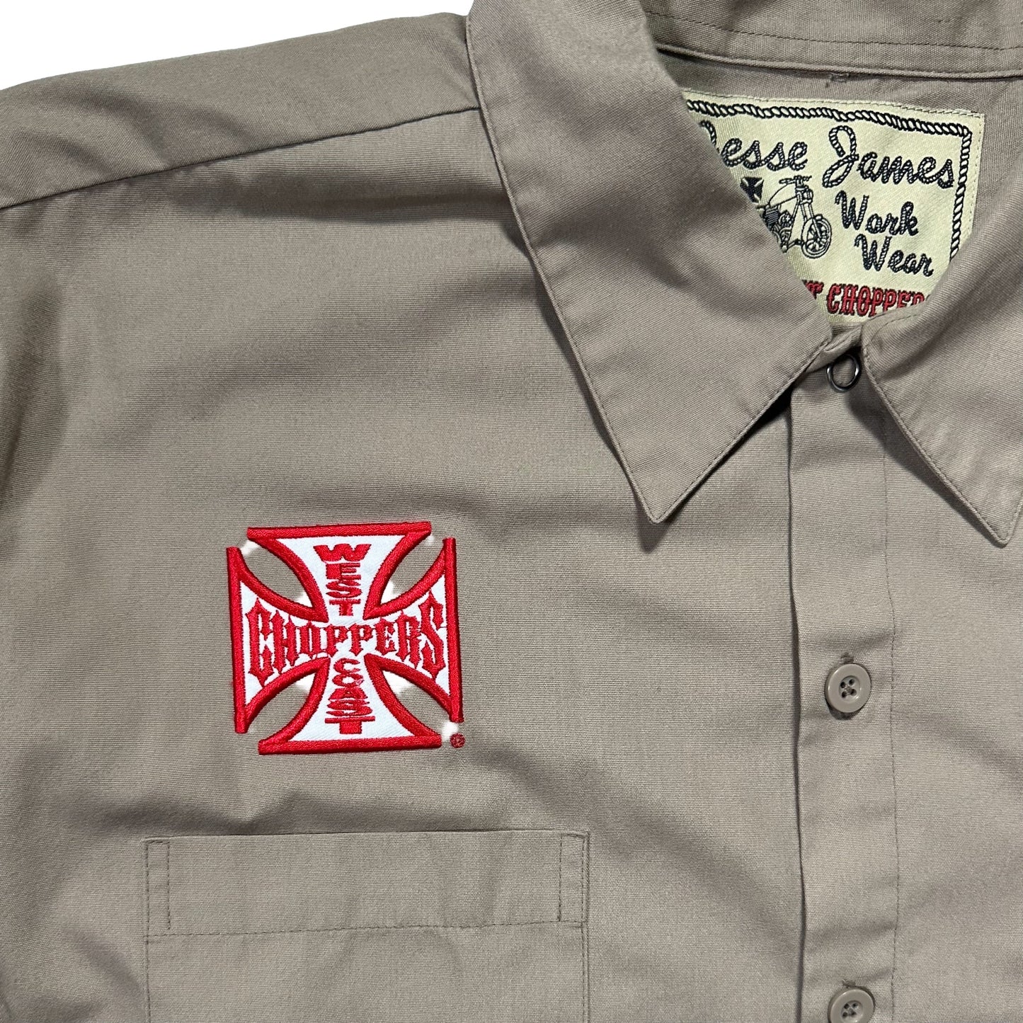 00s "WEST COAST CHOPPERS" S/S SHIRTS KHAKI / L