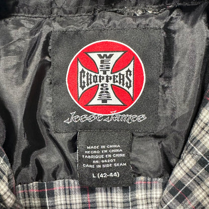 00s "WEST COAST CHOPPERS" CHECK L/S SHIRTS GREY / L(42-44)