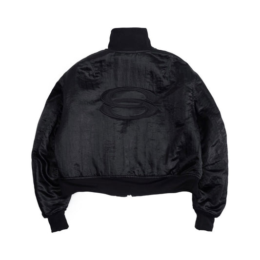 STAND NECK BOMBER JACKET / SATIN BLACK