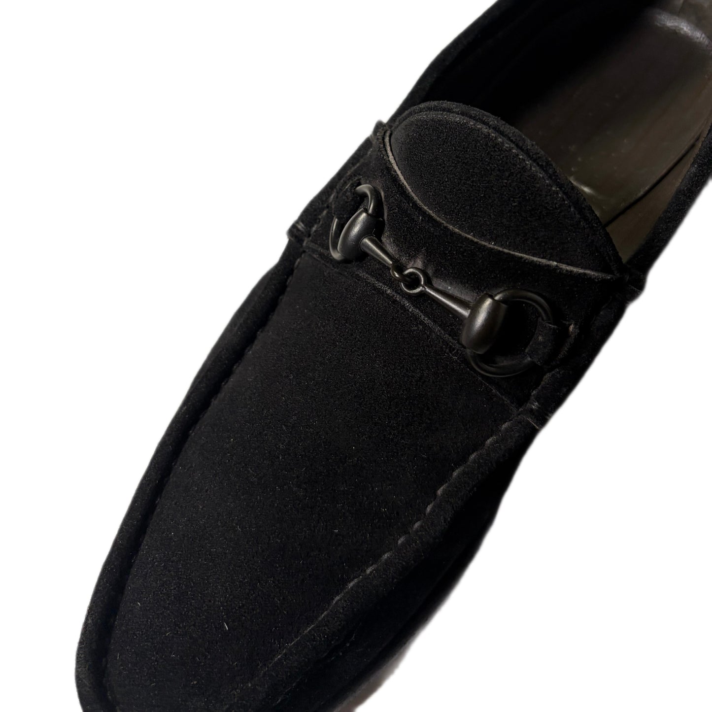 USED "GUCCI" SUEDE HORSE BIT LOFER / BLACK/ 42E