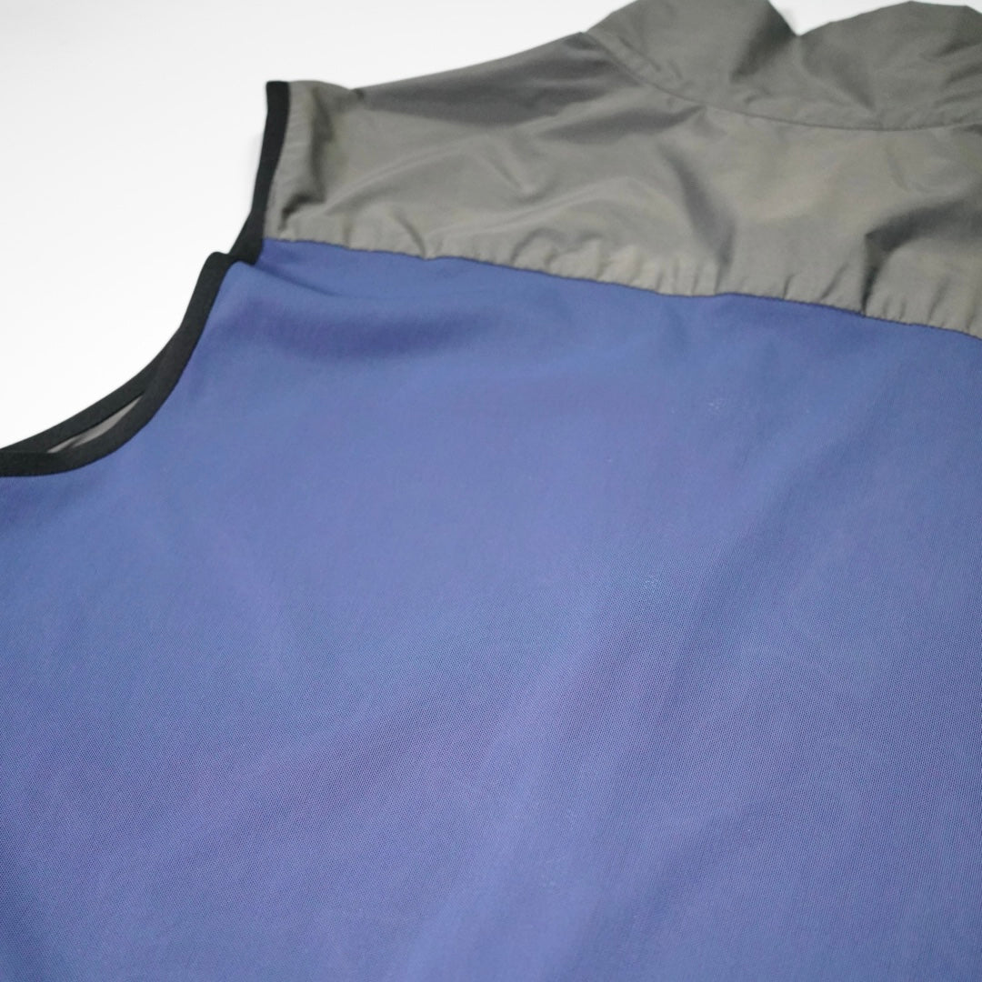 "USED" SS00s Prada Sport Nylon BACK MESH VEST /Gel Grey & Blue / 表記 56 (XL)
