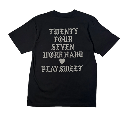 24/7 WORK HARD ♡ PLAY SWEET TEE / BLACK