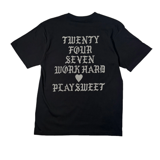 24/7 WORK HARD ♡ PLAY SWEET TEE / BLACK