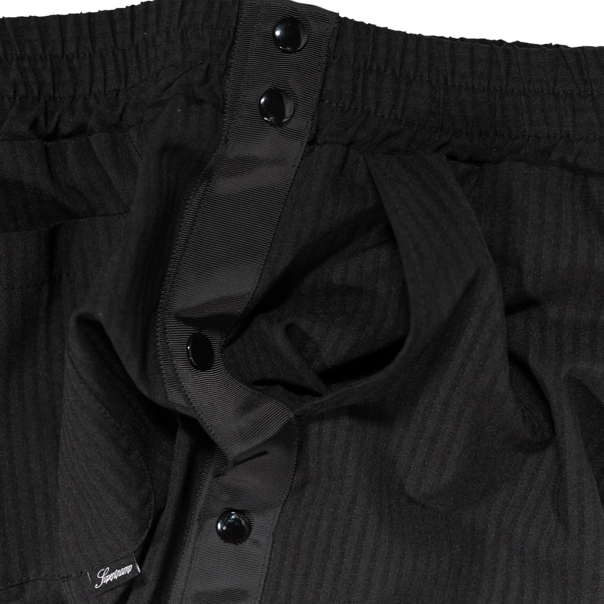STRIPED SIDE SNAP BUTTON PANTS /  BLACK