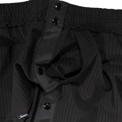 STRIPED SIDE SNAP BUTTON PANTS /  BLACK
