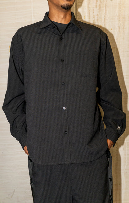 STRIPED L/S SHIRT / BLACK