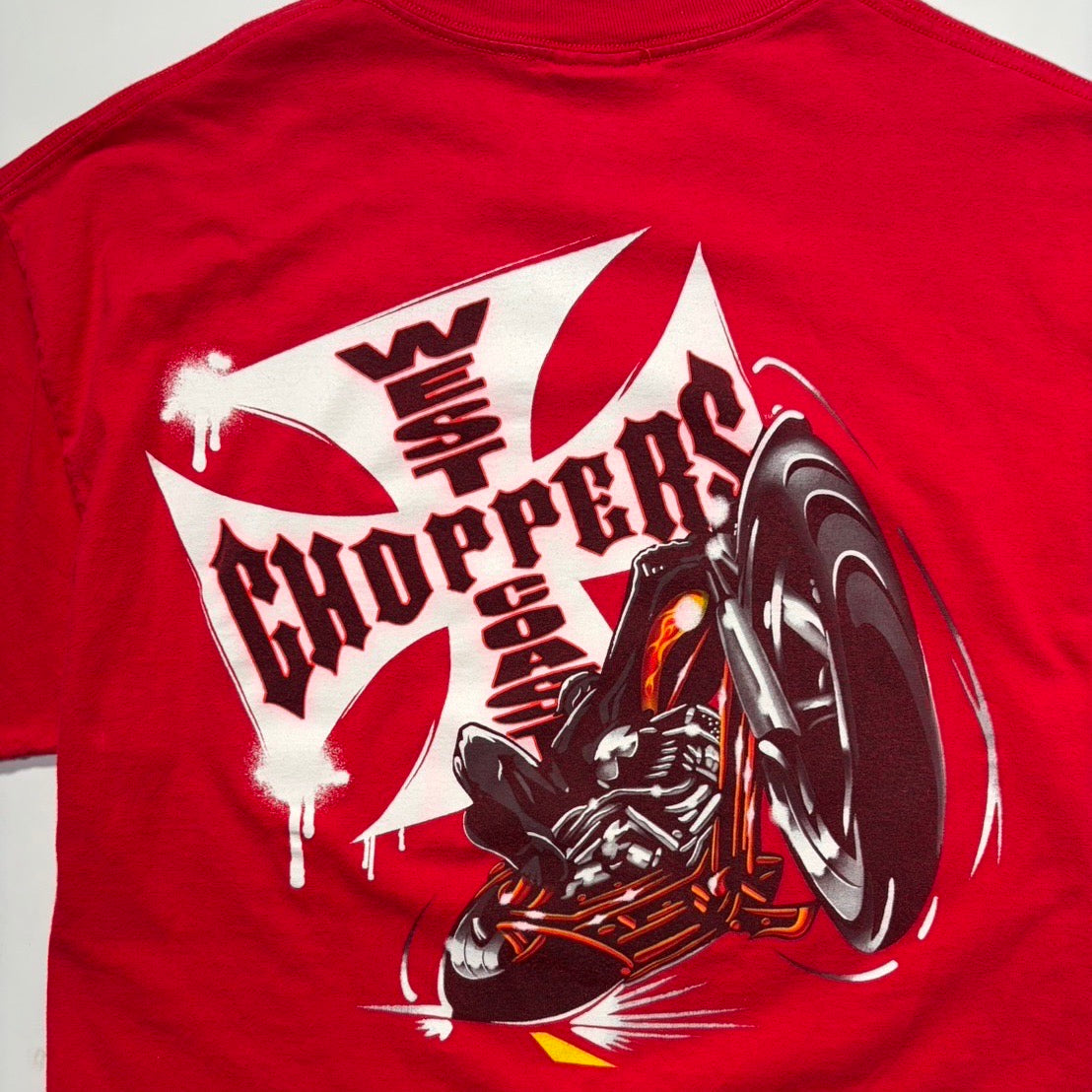 90s "WEST COAST CHOPPERS" S/S TEE RED / XL