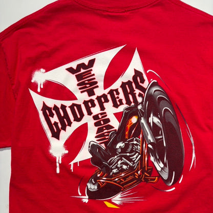 90s "WEST COAST CHOPPERS" S/S TEE RED / XL