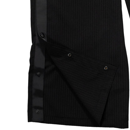 STRIPED SIDE SNAP BUTTON PANTS /  BLACK