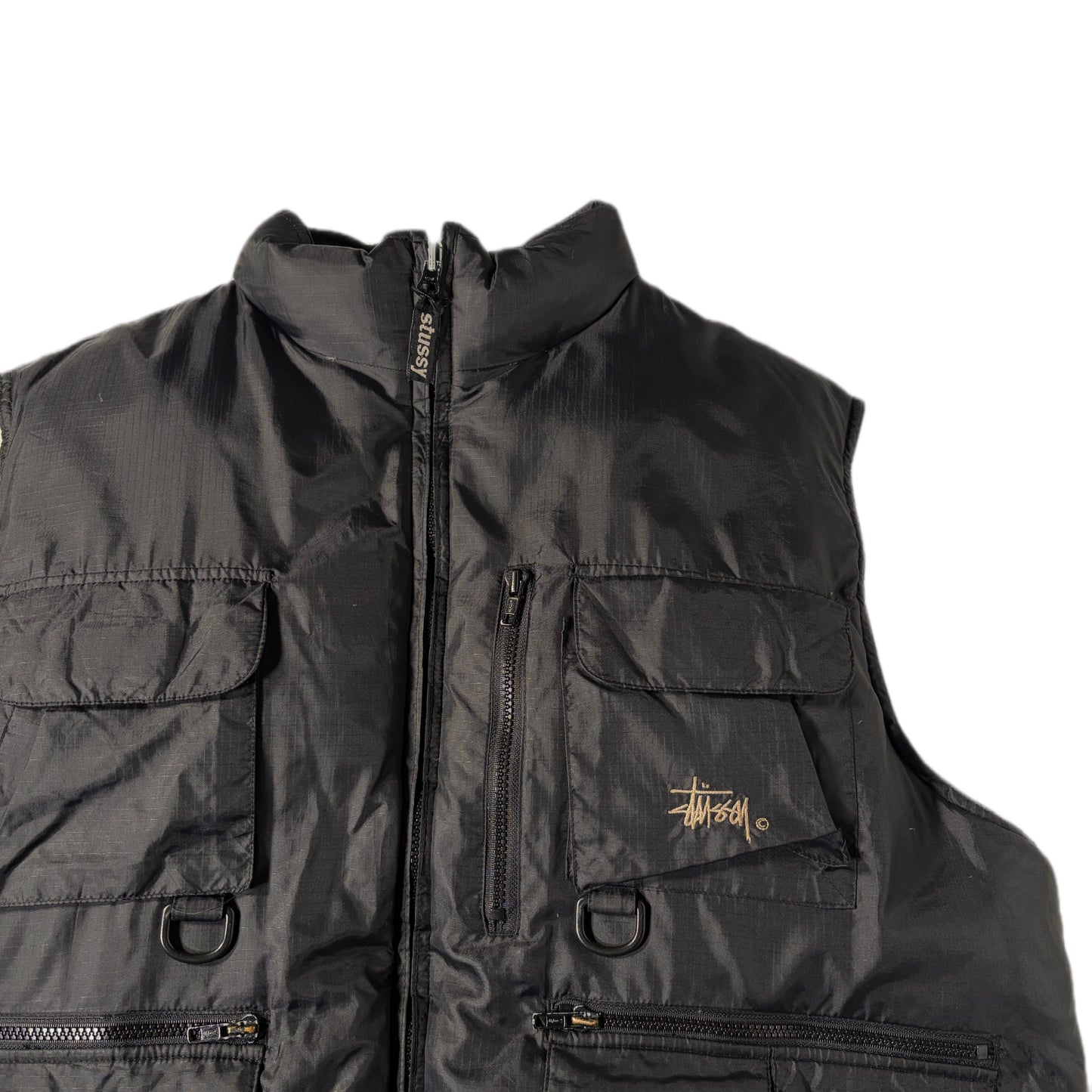 "OLD STUSSY DOWN VEST/ BLACK/  表記XL