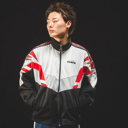 USED "DIADORA" TRACK JACKET / BLACK RED