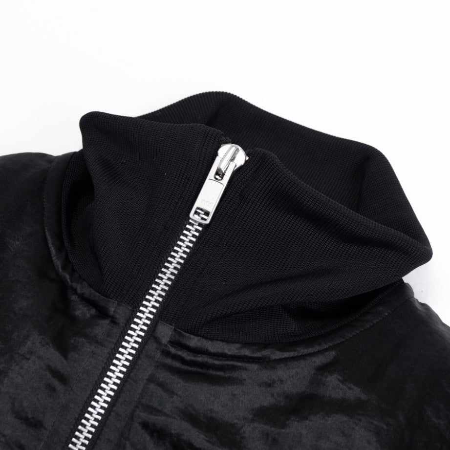 STAND NECK BOMBER JACKET / SATIN BLACK