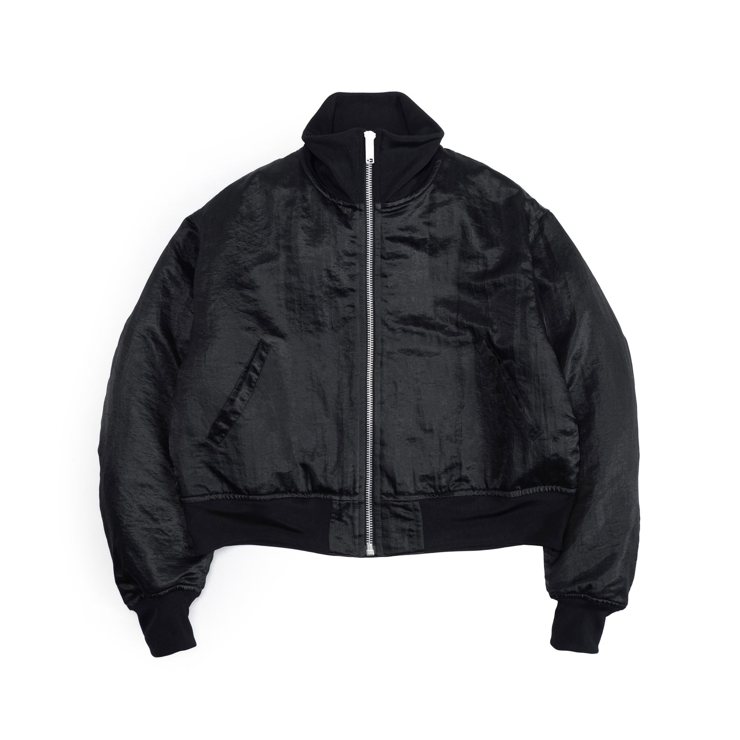 STAND NECK BOMBER JACKET / SATIN BLACK