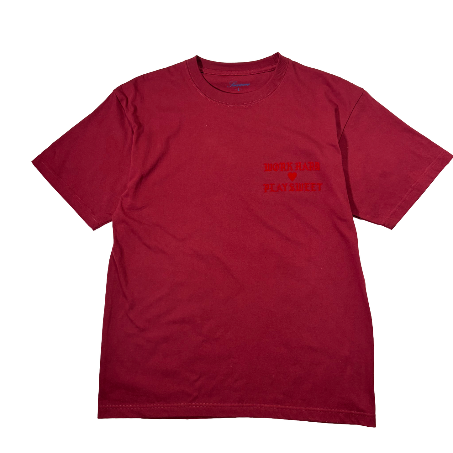 24/7 WORK HARD ♡ PLAY SWEET TEE / BURGANDY