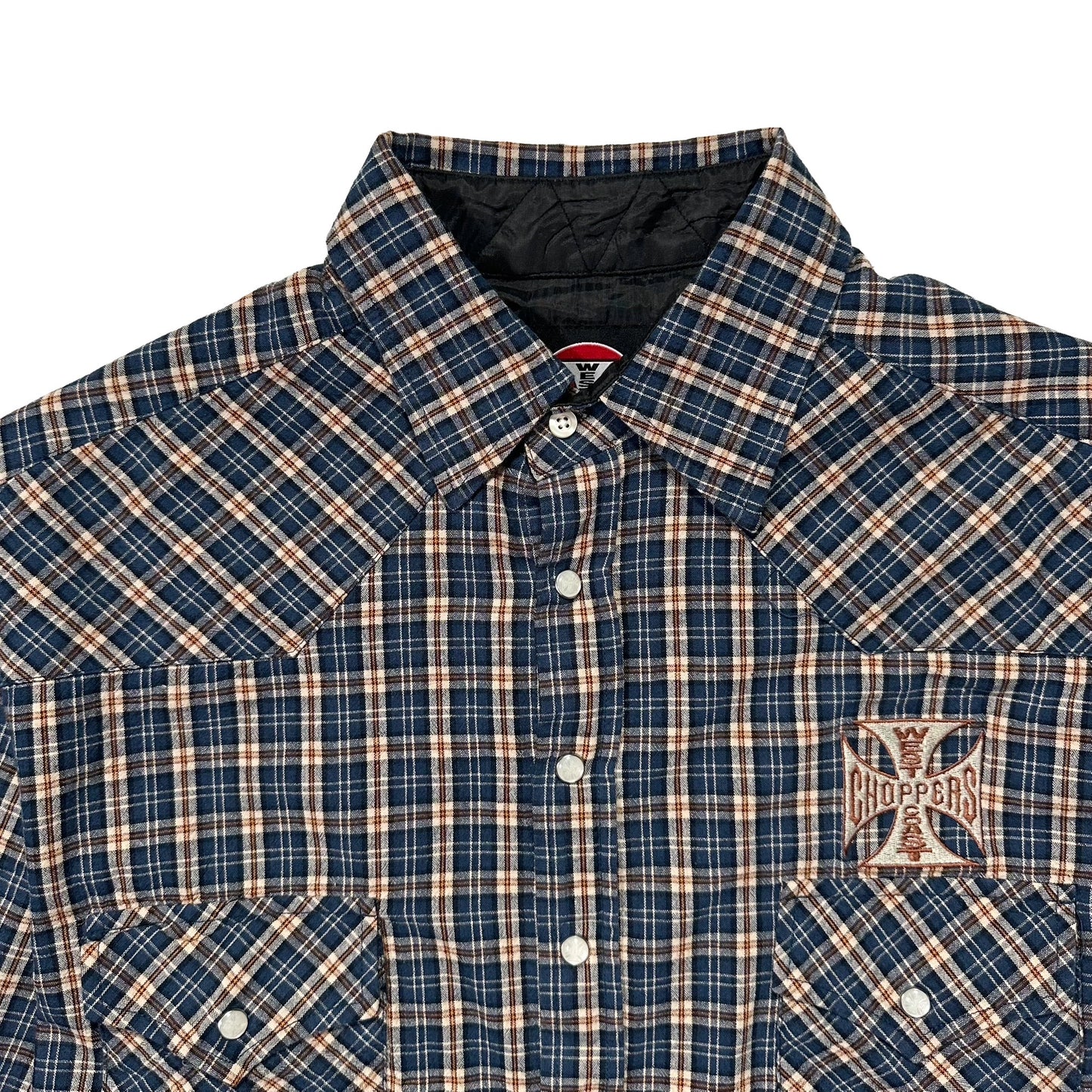 00s "WEST COAST CHOPPERS" CHECK L/S SHIRTS BLUE / M