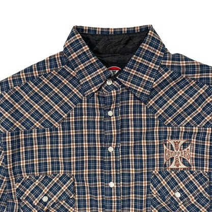 00s "WEST COAST CHOPPERS" CHECK L/S SHIRTS BLUE / M