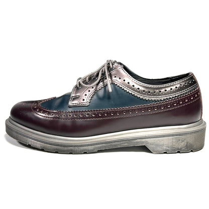 USED "Dr.Martin" WING TIP LETHER SHOES / NAVY BURGANDY/ US8
