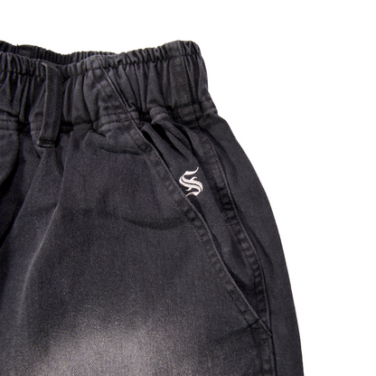 TWILL BLAST DOUBLE KNEE SHORTS /  BLACK
