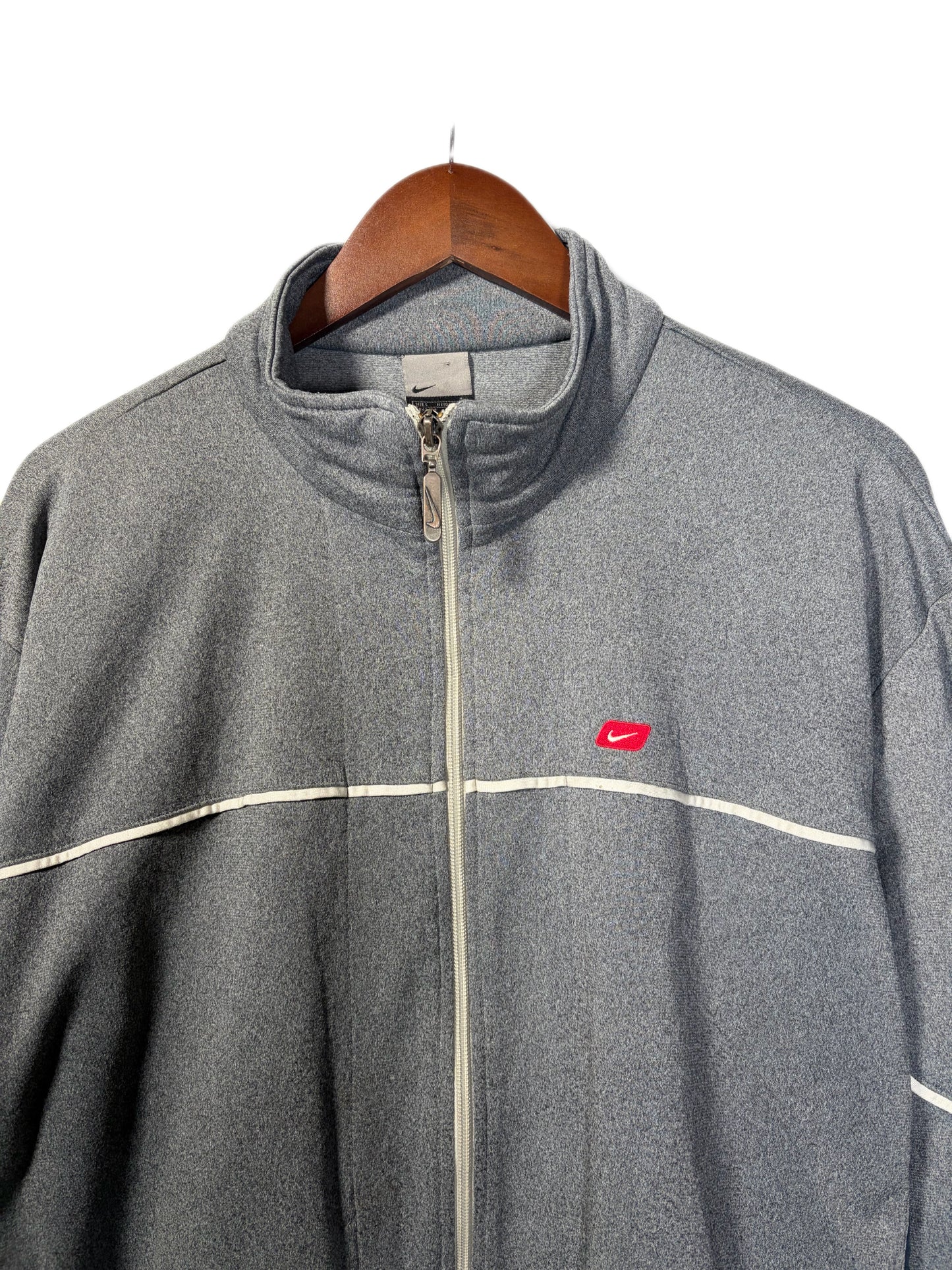 USED NIKE Zip Up Sweatshirt Track Jacket Back Embroidered Logo
　/ GREY 表記L
