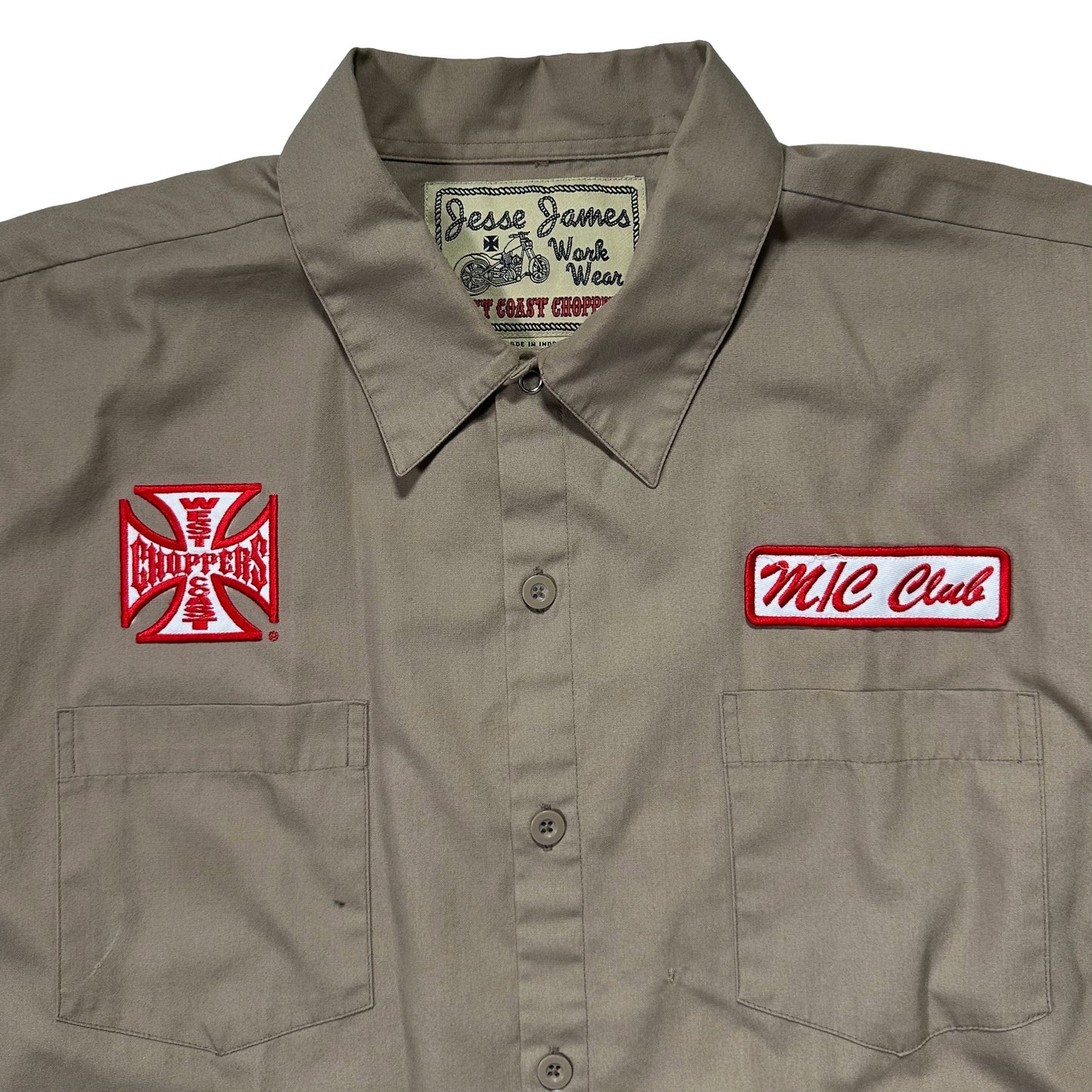 00s "WEST COAST CHOPPERS" S/S SHIRTS KHAKI / L