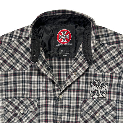 00s "WEST COAST CHOPPERS" CHECK L/S SHIRTS GREY / L(42-44)