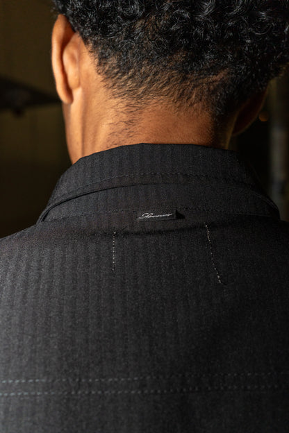 STRIPED L/S SHIRT / BLACK