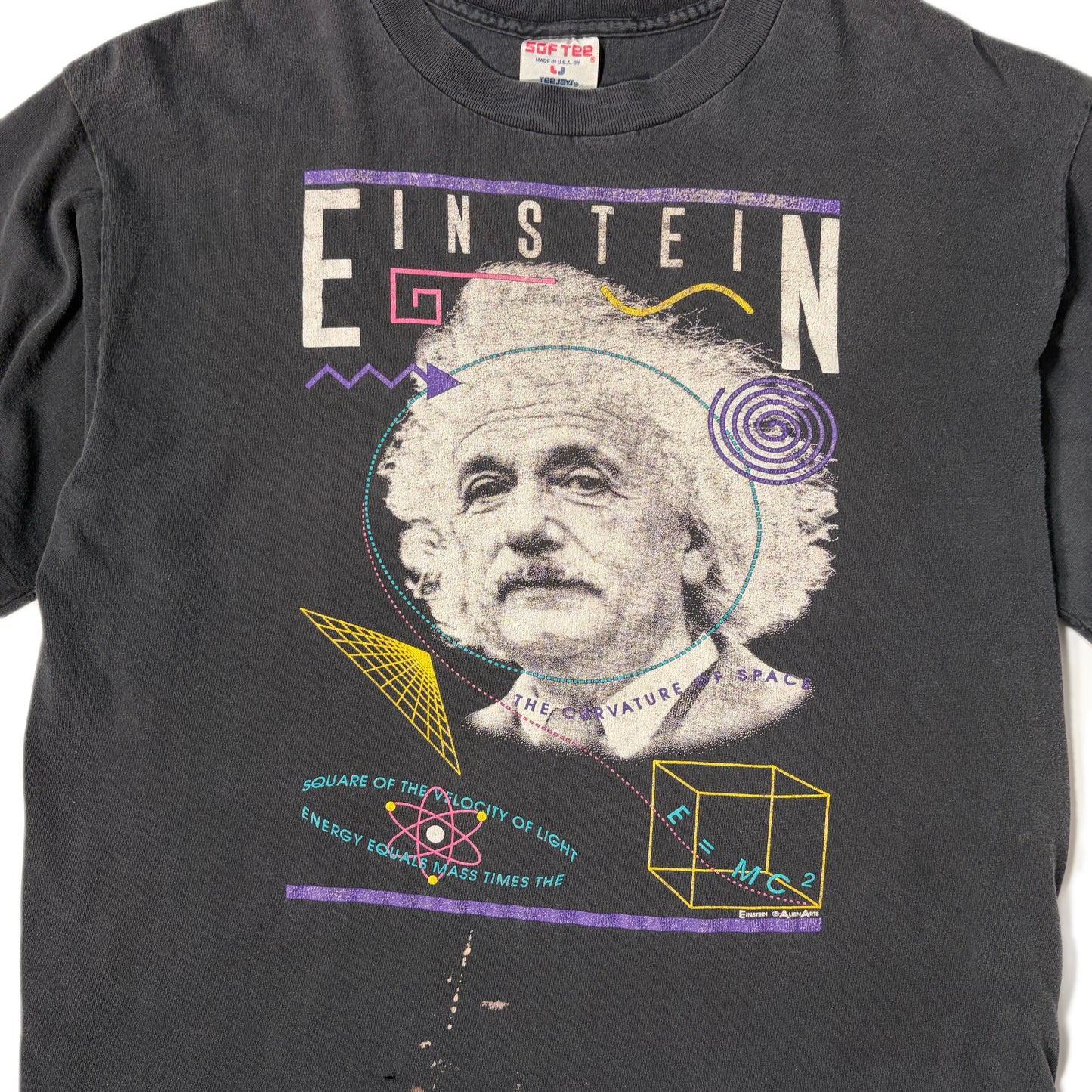 "Vintage Albert Einstein SUN FADE TEE/ BLACK /  表記XL