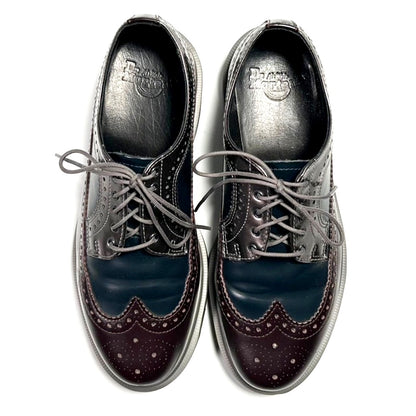 USED "Dr.Martin" WING TIP LETHER SHOES / NAVY BURGANDY/ US8