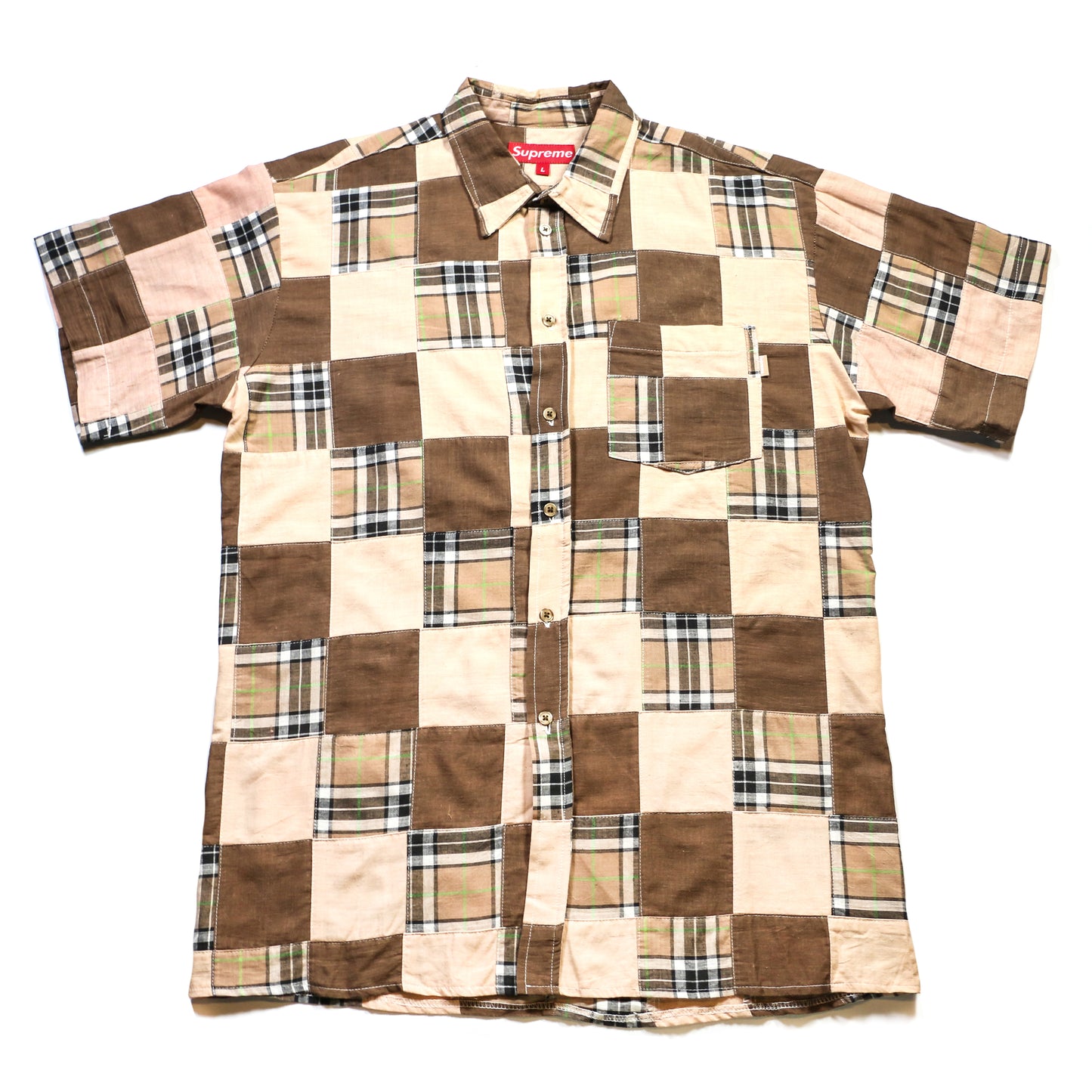 "DEADSTOCK" SUPREME PATCHWORK SHIRTS / BROWN