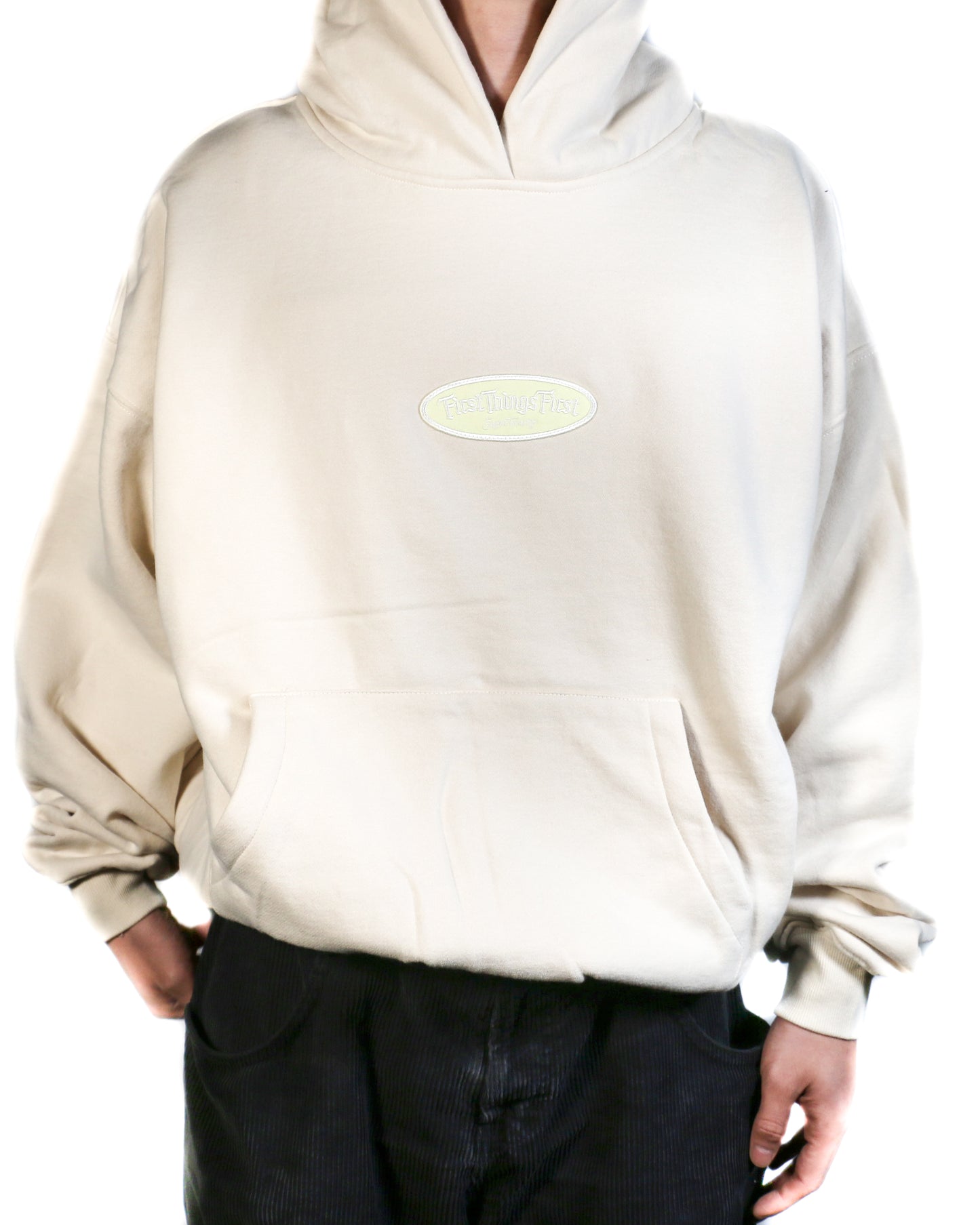 First things First PATCH HOODIE  / OFF WHITE YELLOW PATCH