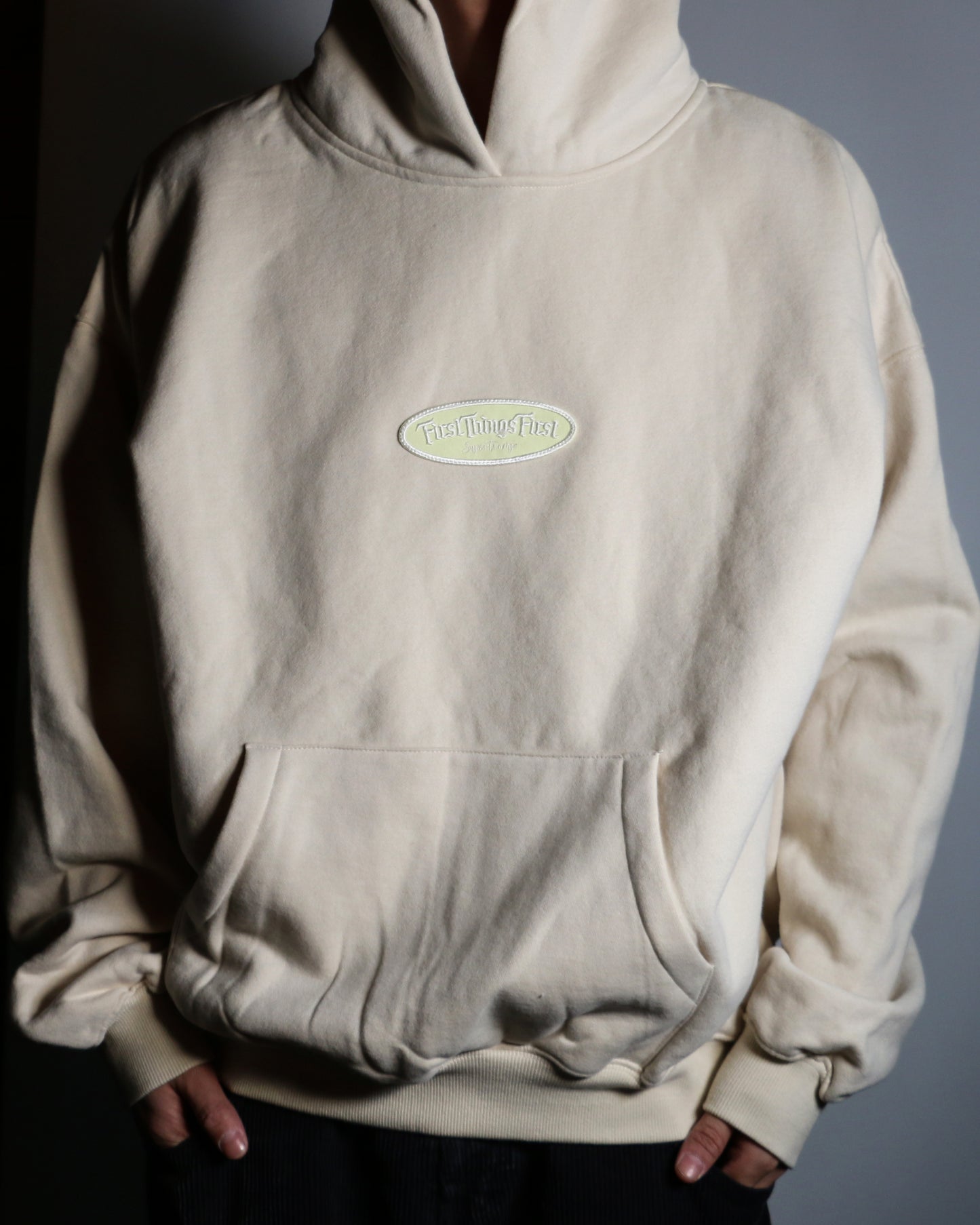 First things First PATCH HOODIE  / OFF WHITE YELLOW PATCH