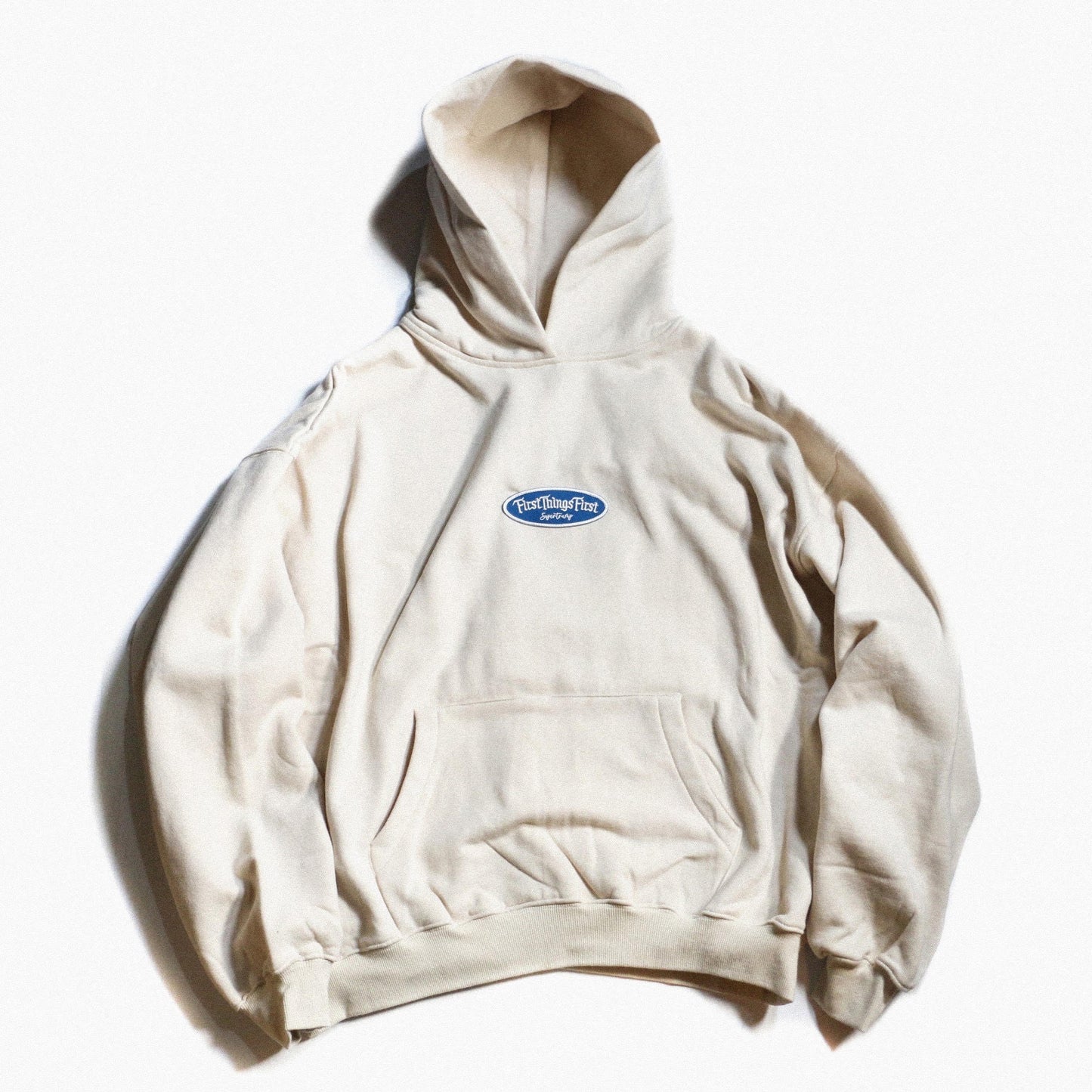 First things First PATCH HOODIE  / OFF WHITE BLUE PATCH
